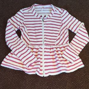 Free People Red and White Full Zip jacket size XS